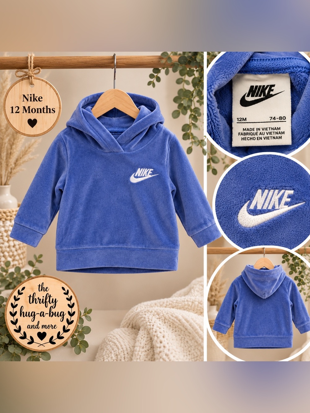Nike Baby Purple Plush Hoodie | 12M | Cozy Fleece Pullover